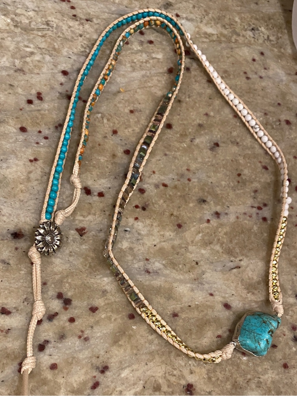 Turquoise Bead & Stone Wrap Necklace or belt.